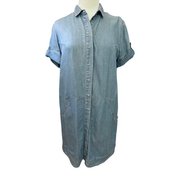 ALLSAINTS Women's Calla Bay Chambray Calla Bay Linen Blend Shirt Dress Beach 4 - Picture 2 of 16